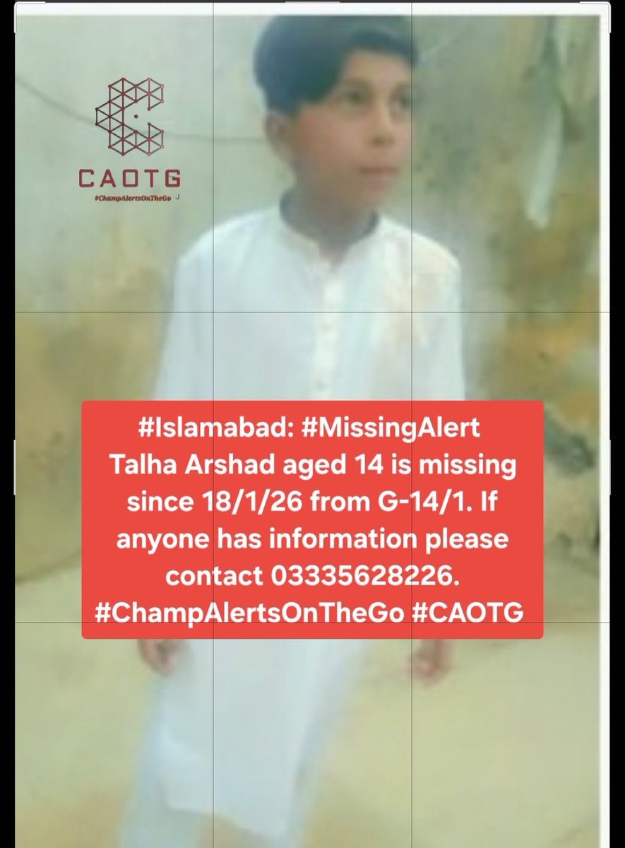 shaheryarhassan's tweet photo. #Islamabad - #Attock - #MissingAlerts
1. Talha Arshad
2. M. Azdaan. #ChampAlertsOnTheGo #CAOTG https://t.co/o44aVX0FuN