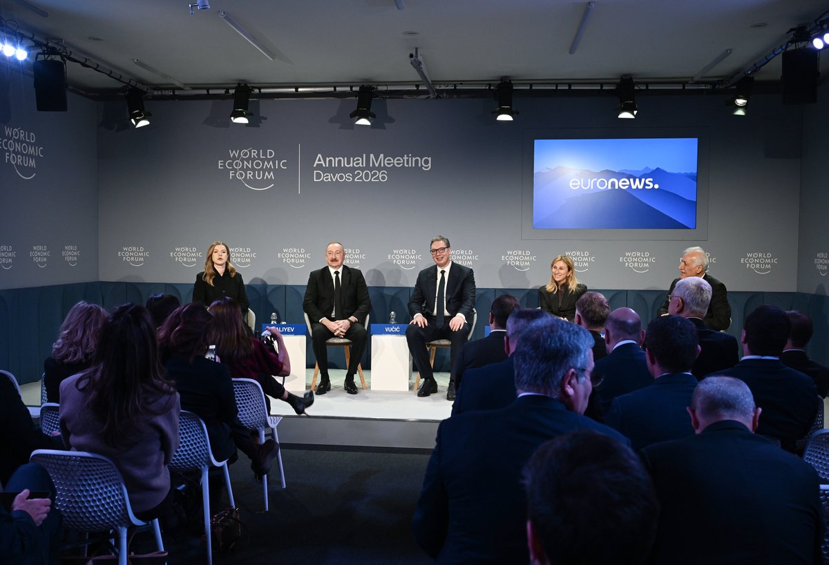 presidentaz's tweet photo. President Ilham Aliyev participated in panel session on “Defining Eurasia's Economic Identity” in Davos.

https://t.co/4AggIPfh8D https://t.co/JAi4YWKhI1