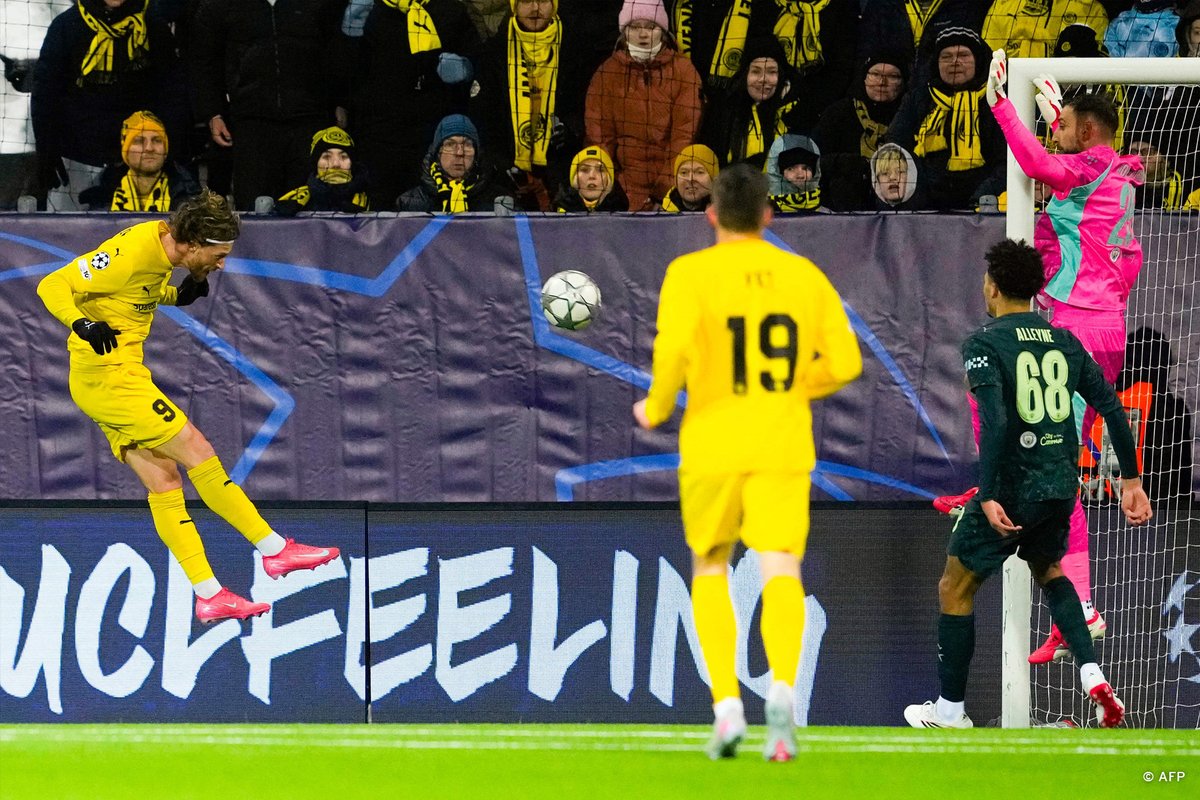 dw_sports's tweet photo. Bodo/Glimt's Kasper Hogh channeling David against Goliath Man City 🤯
Two goals in two minutes—what a way to score your first Champions League goals!
#UCLe https://t.co/bfQfcEoLHA