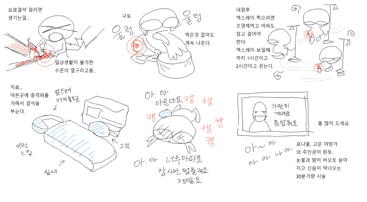 꽤됐는데 요로결석 후기그려봄 물많이먹어야되는이유