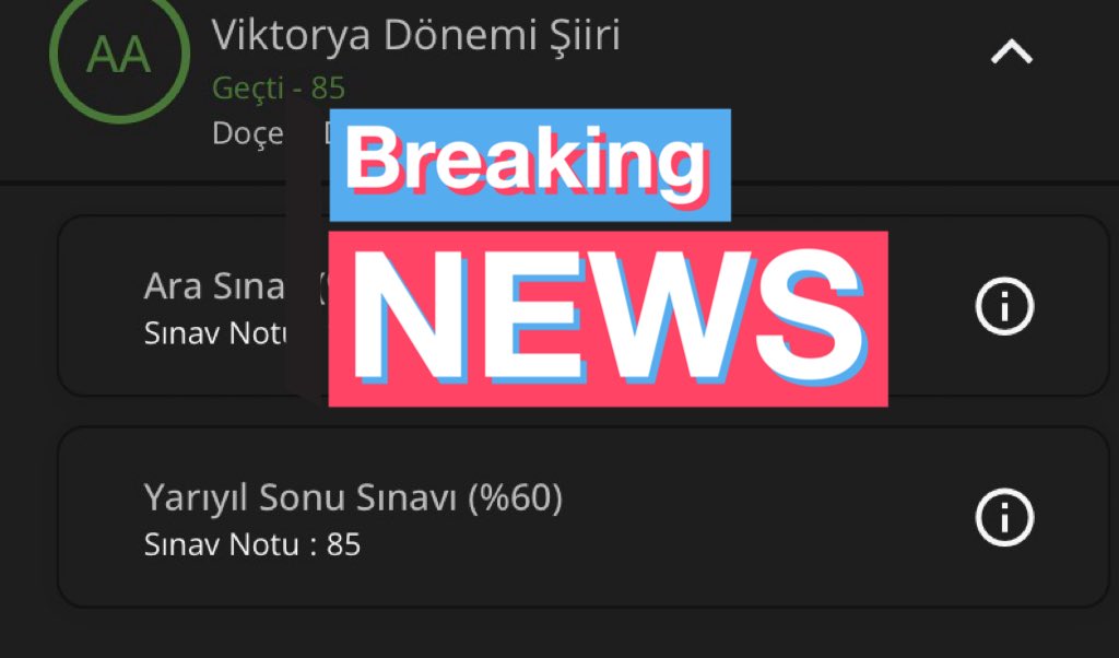 Finalinden çıkıp saatlerce ağladığım o dersten 85 aldığımı arkadaşlarıma nasıl söyleyecem