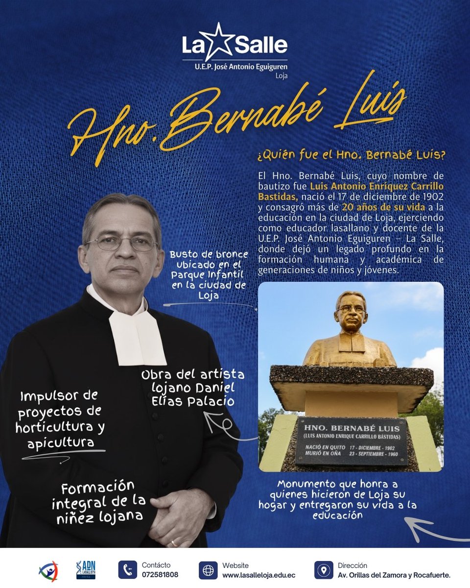 El Parque Infantil Hno. Bernabé Luis, ubicado en la colina del Pucará, preserva la memoria de un educador lasallano que dedicó más de dos décadas a la formación de la niñez lojana.  
Nota publicada en Diario Crónica:
🔗 cronica.com.ec/2026/01/19/par…