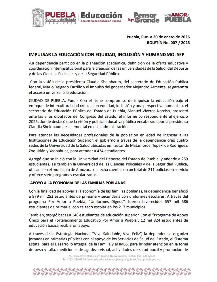 SEPGobPue's tweet photo. 📚Entérate de las acciones más relevantes de la dependencia, durante el informe del secretario @ManuelVive_  ante el H. @CongresoPue. https://t.co/lzpgIydvzc