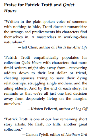 Don't just take our word for it.  Real good writers are saying real good stuff about Patrick Trotti's (<a href="/paddytrick/">Patrick Trotti</a>)  QUIET HOURS.  Get yours now: a.co/d/7ZAygEk