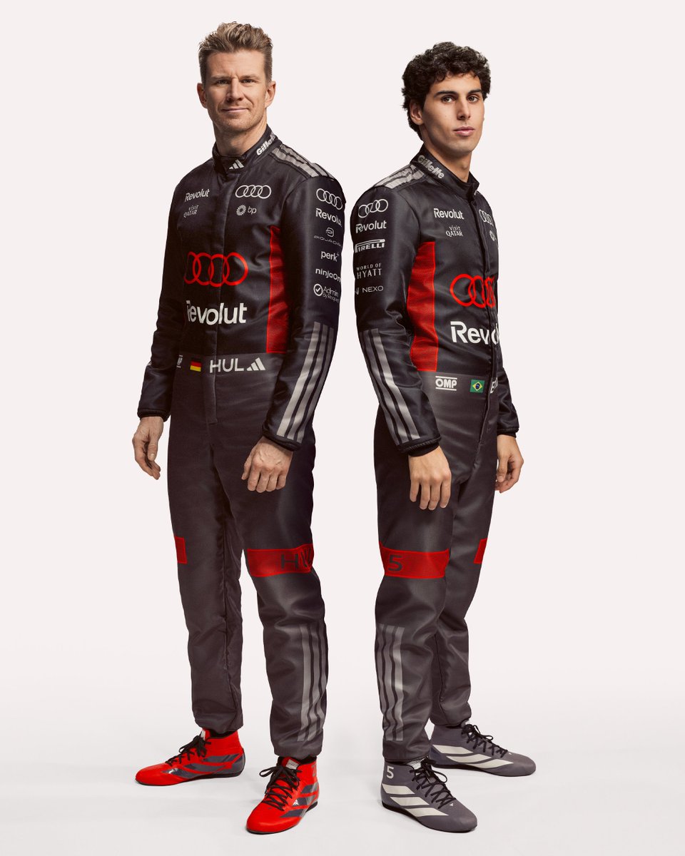 F1's tweet image. Nico and Gabi suit up in Audi colours for the first time! 🙌✨

#F1