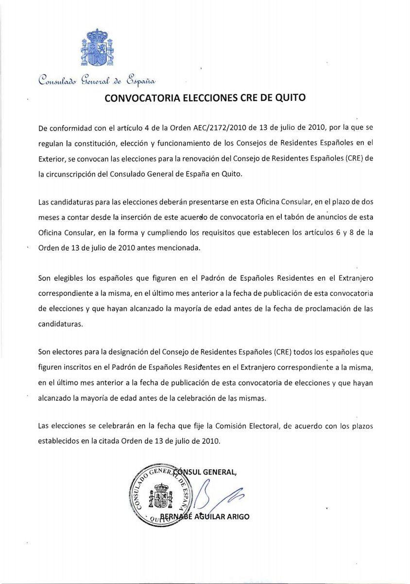 #EleccionesCRE
<a href="/casalcatalaUIO/">Casal Català Quito</a> <a href="/casal_catala/">Casal Català de Guayaquil</a> <a href="/centroespanolec/">Centro Español</a> 
@asomire <a href="/conesp/">Kendall Hemphill</a> <a href="/MAECgob/">Ministerio de Asuntos Exteriores, UE y Cooperación</a> <a href="/inclusiongob/">Ministerio Inclusión Seguridad Social Migraciones</a> 
<a href="/CGCEE_VIII/">Consejo General Ciudadanía Española en el Exterior</a>
