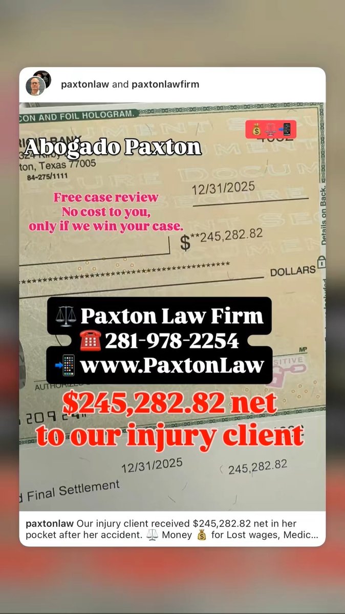 fometvshow's tweet image. Injured in an accident? Call ☎️ @PaxtonLaw @Abogadopaxton 281-978-2244 free case review.  No cost to you, only if we win your case.
