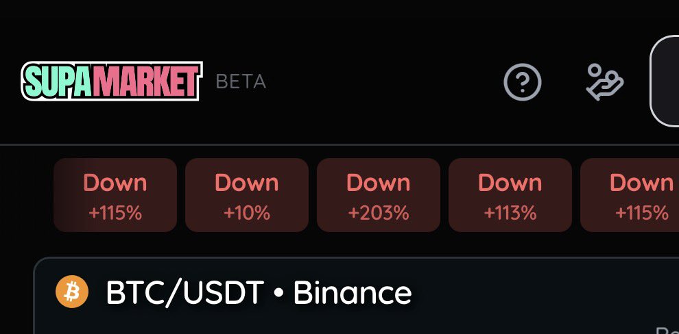 INTRODUCING: Bitcoin price 1-minute prediction market — now available on app.supa.market

the fastest prediction market ever built 

predict the price going UP or DOWN in 60-seconds

earn up to 15x

invite frens and earn up to 50% fees

app.supa.market