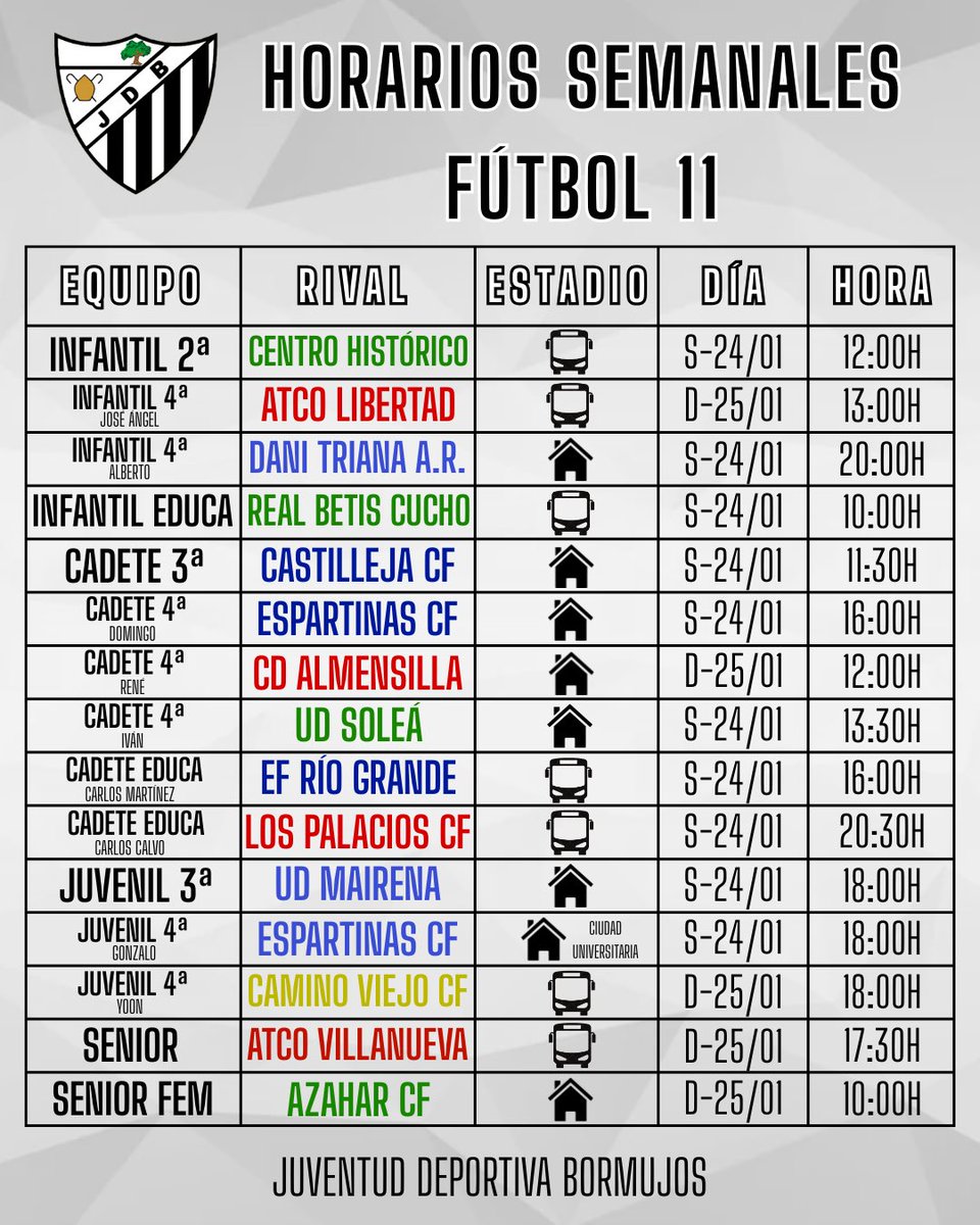 ¡𝗖𝗢𝗡𝗦𝗨𝗟𝗧𝗔 𝗟𝗢𝗦 𝗛𝗢𝗥𝗔𝗥𝗜𝗢𝗦 𝗦𝗘𝗠𝗔𝗡𝗔𝗟𝗘𝗦! ⚽️ 

¡Mucha suerte! 🍀

#IlusiónBlanquinegra