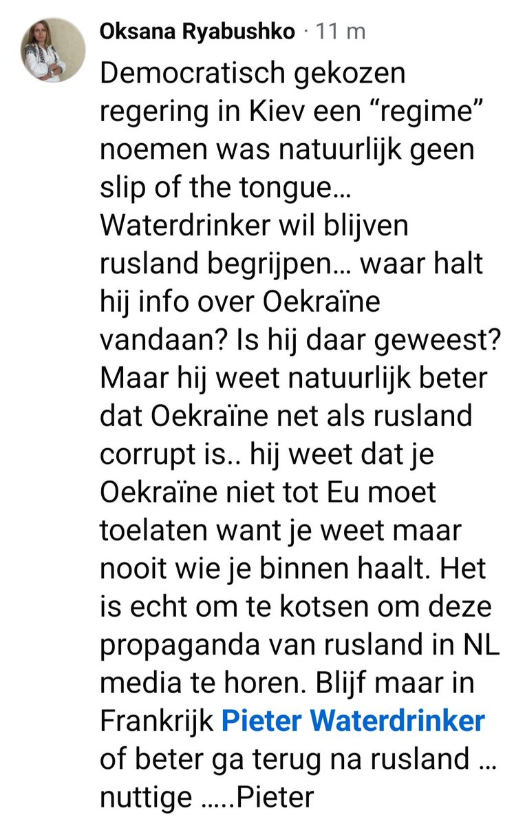 Sinds de criminele oorlog in Oekraïne heb ik 4 boeken geschreven. Een dagboek, een novelle, een roman, een essaybundel. En vele, vele artikelen. Ik ben er dagelijks mee bezig. Slaap amper. Toch krijg ik telkens shit binnen zoals deze. Weet u? Er zijn ook KUT-Oekraïners.