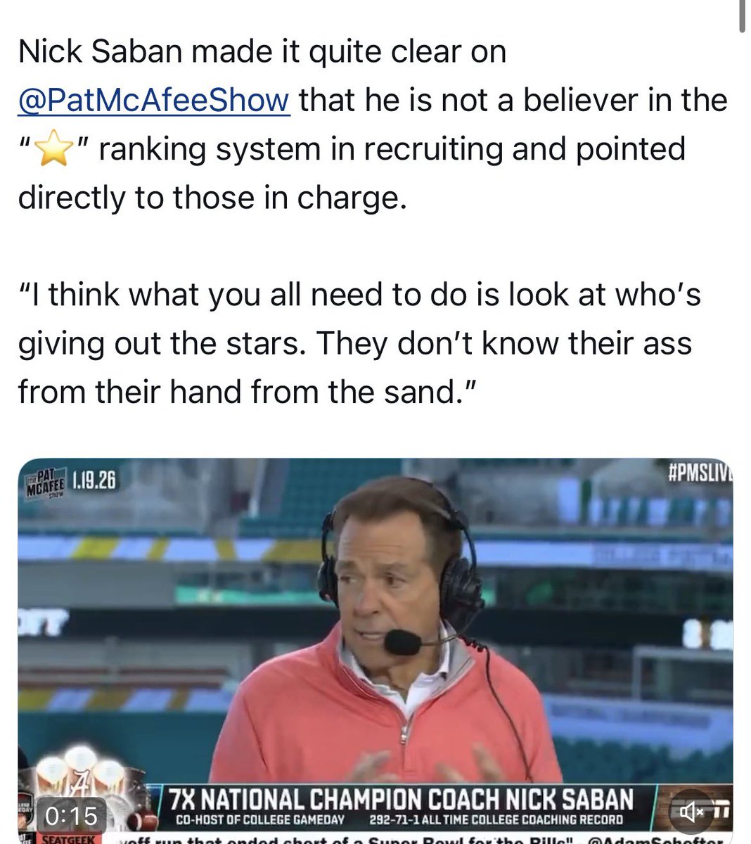 I wonder what all the social media gurus that never played the game are going to do now. I don’t give a shit how many stars you have. Lets see how you develop with good coaching.