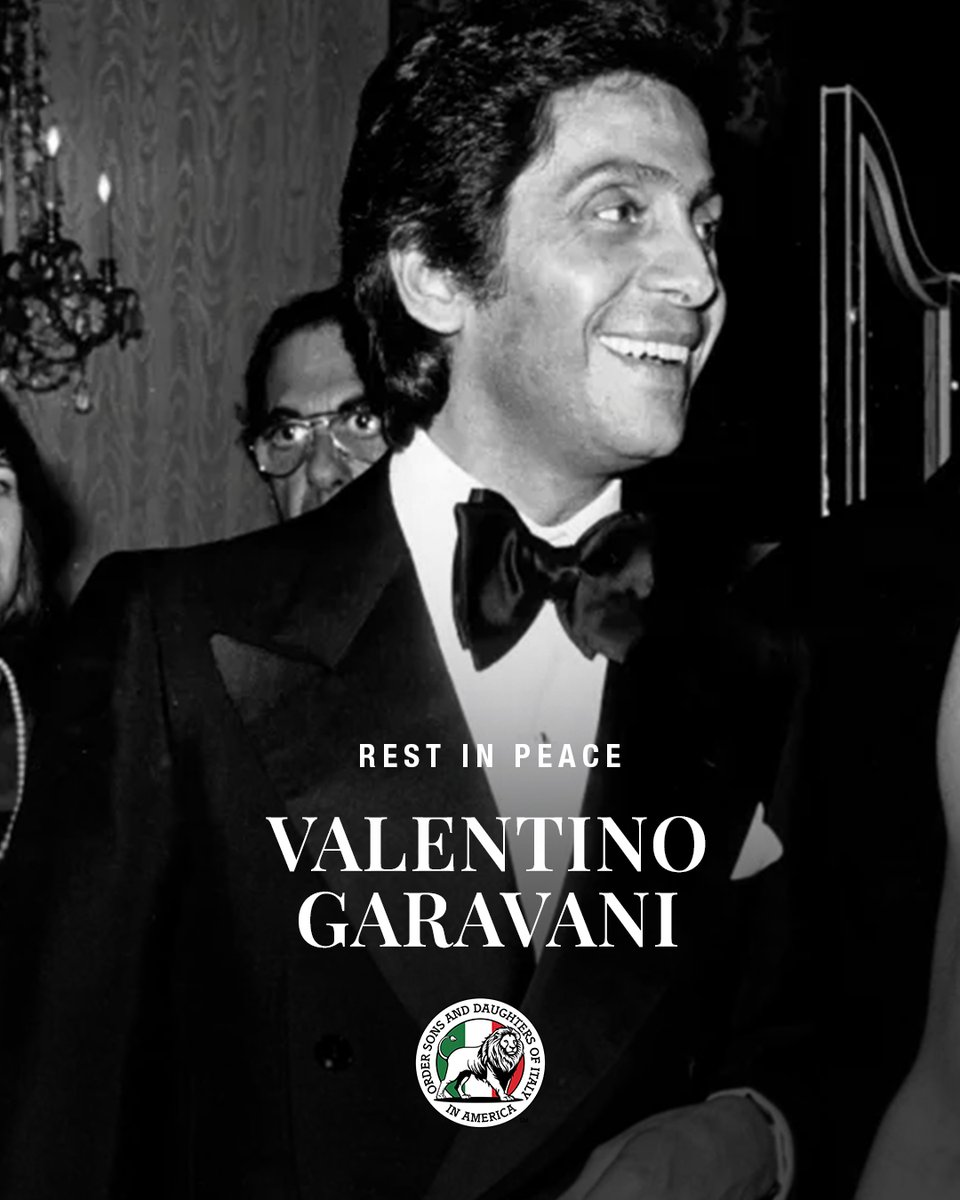 Sons_of_Italy's tweet photo. Famed Italian designer Valentino Garavani (1932–2026) passed away yesterday. An Italian master of elegance whose vision, craftsmanship, and iconic Valentino red shaped fashion history forever.
Rest in peace. 🌹
#Valentino #RIPValentino #FashionLegend https://t.co/XiS4OLYuLm