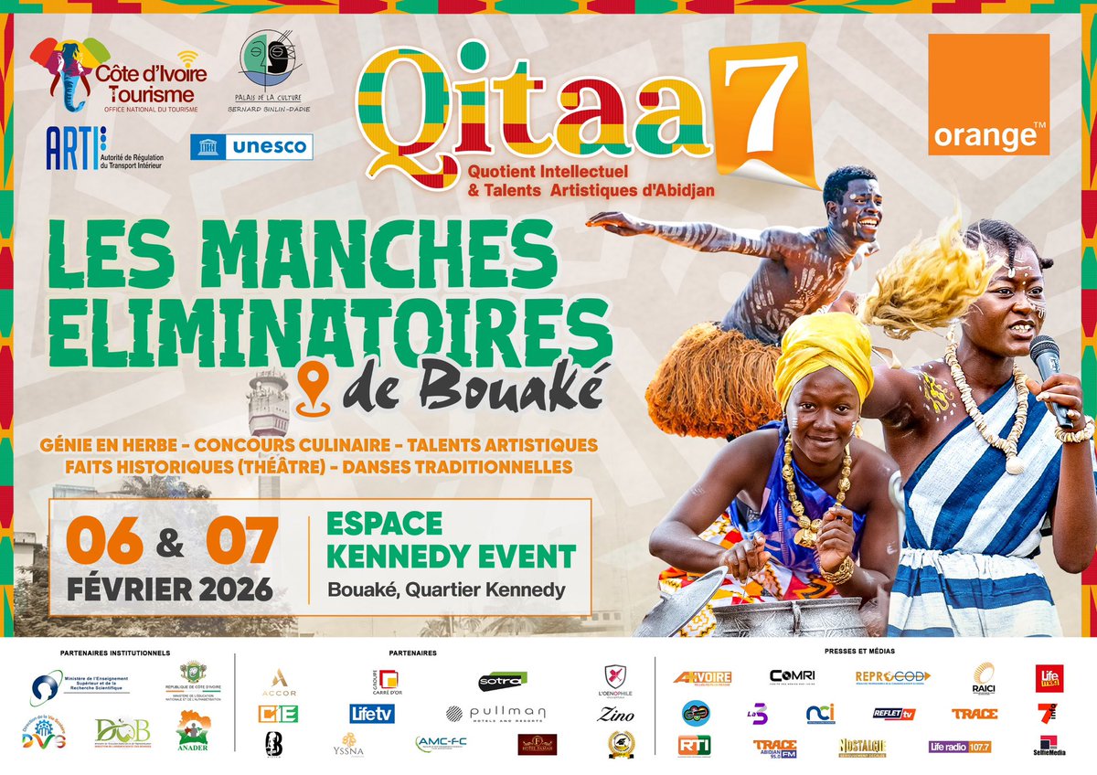 #NEWS 🔴 QITAA is back ! RDV ces 6 et 7 février pour les manches éliminatoires de BOUAKÉ 📍

La 7e édition du plus prestigieux concours universitaire intello-culturel de Côte d’Ivoire s’annonce grandiose 😍👏

#lifemagci #Qitaa7 #Bouaké