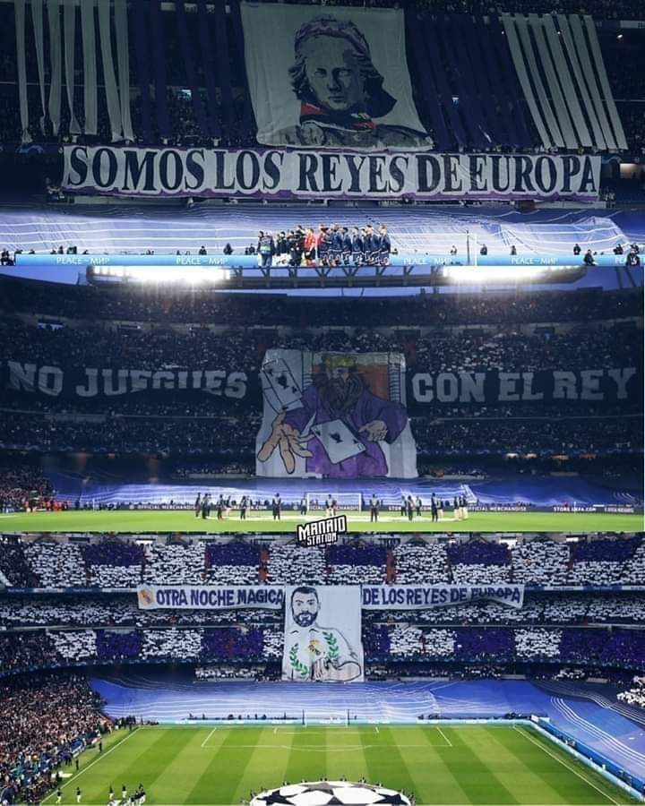 RMadridPix's tweet image. Real Madrid vs PSG 
- "We are the Kings of Europe"

Real Madrid vs Chelsea
- "Don't play with the King"

Real Madrid v Man City
- "Another enchanting night of the Kings of Europe"