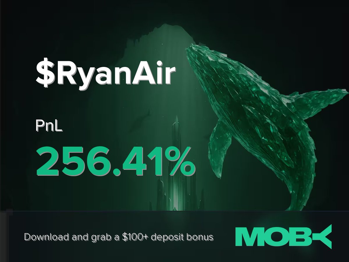 Win Alert 📈 A trader on Moby Mobile just closed a position of $RyanAir  with a PnL of +256.41%. $RyanAir has been trending on Moby since $353K MC.  Currently sitting at $2.39M MC.