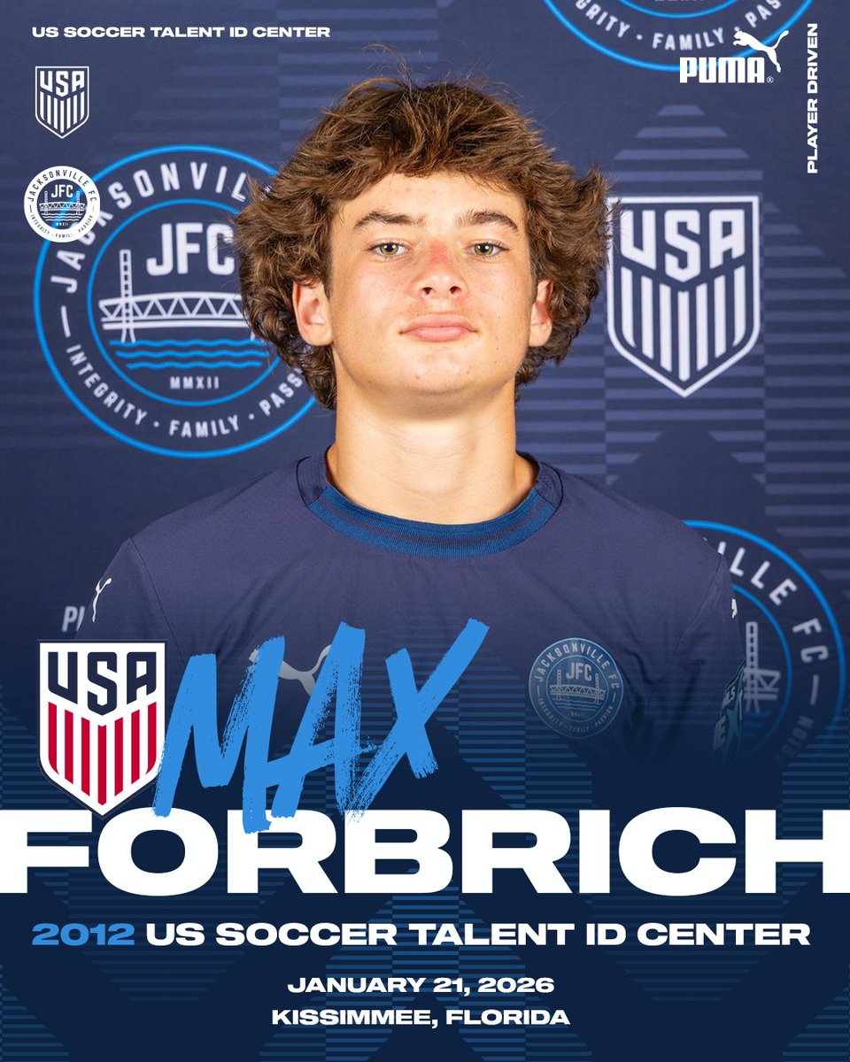 jacksonville_fc's tweet photo. Good luck to our JFC players heading to the US Soccer Talent ID Center tomorrow in Kissimmee.
Compete with confidence, enjoy the experience, and represent JFC the right way. We’re proud of you.
#PlayerDriven #904JFC https://t.co/BBHx0qRtXq