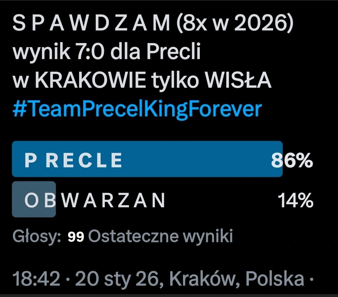 TS_19O6's tweet photo. @Konrad19061 @SebastianKolacz @SaklakSlawomir @kulka1906 @operator_taczki @RGoczal @Magic19061906 @FSTSWK @Jarek50645765 @PiotrKR2 @Juloszzz @don_Pietro_S @Wychowany_na_X @Abdul1906R22 @Chris_SenkoxG @saklak Mamy już wynik PRECLE:9 vs OBWARZANY:0 #Precel https://t.co/bqCQist83A