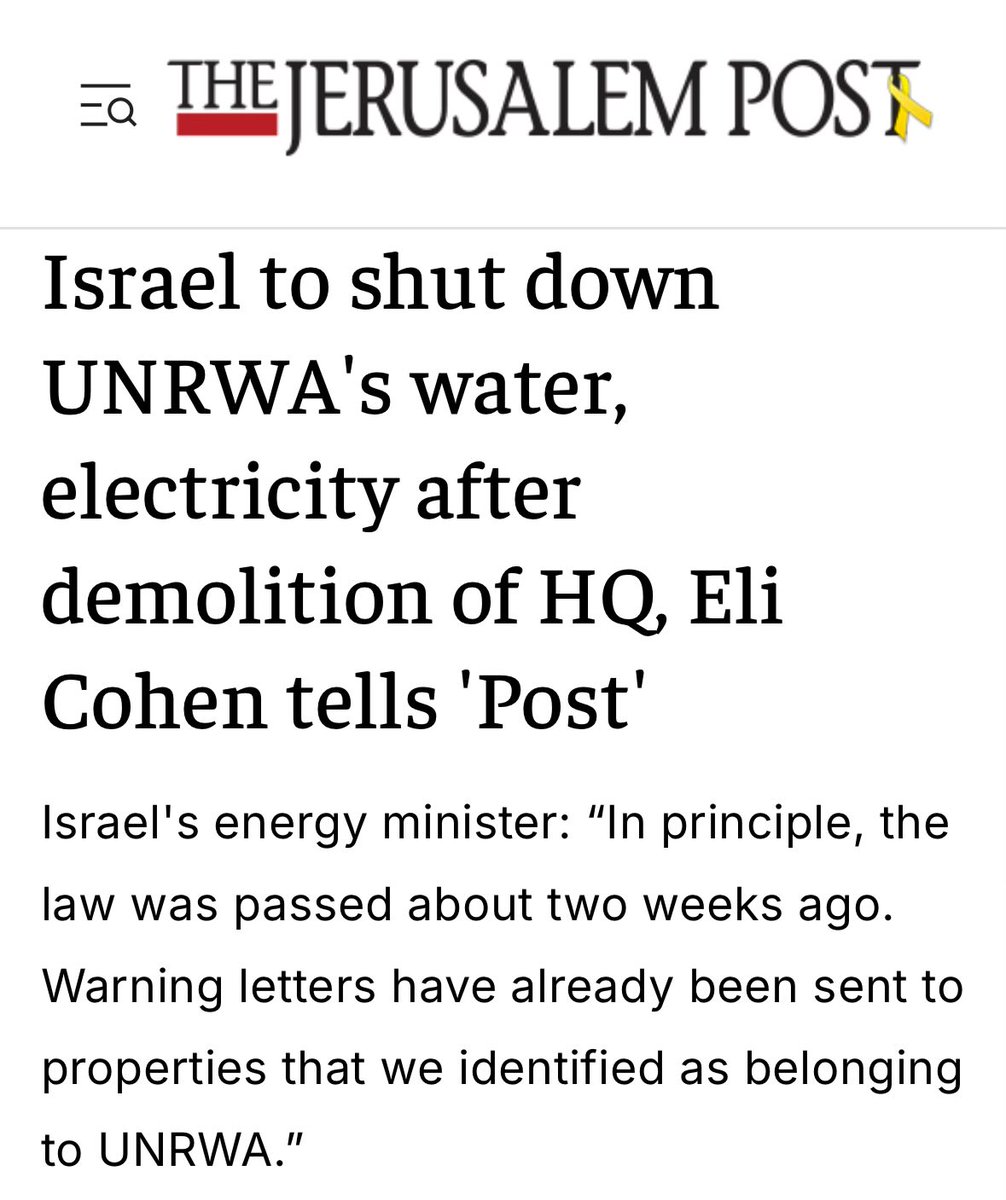 PeruginiNic's tweet image. They are switching off all UNRWA facilities in the entirety of the country (schools, health centres, shelters). There are 2.5 million Palestinian refugees registered with UNRWA in the Occupied Palestinian Territory many of which receive services.