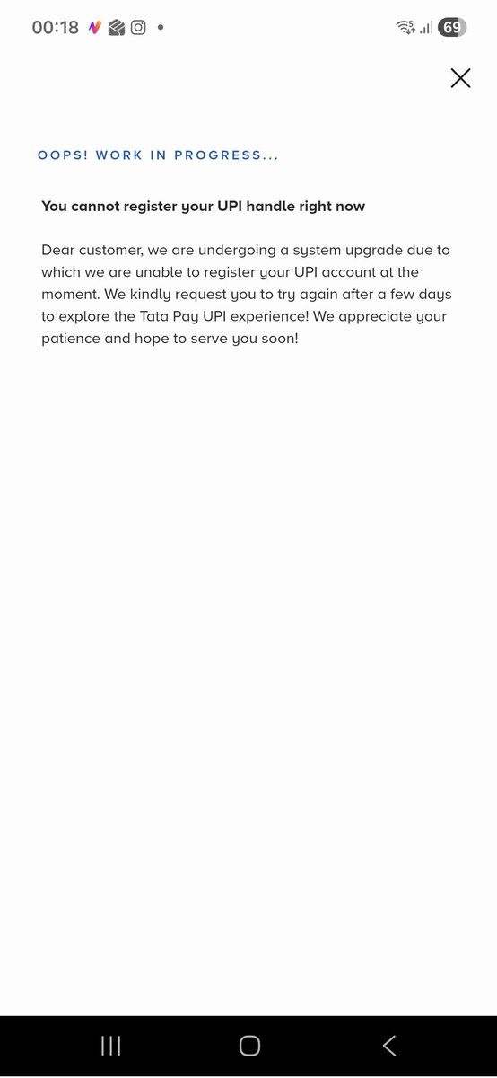 lostintimezone's tweet photo. @tata_neu Hi team i am not able to use upi via tataneu spp from log pleqsevhelp.time always geting this error message. https://t.co/4uMN2HXfgr