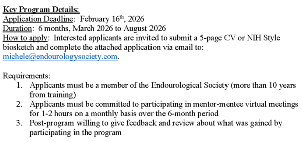 Endo_Society's tweet photo. Apply now for the @young_endosoc Career Development and Mentorship Program! Early career mentees will be paired with senior mentors. Program details below - applications due February 16!
@jasonpjoseph @wissamabokhalid @jwinokerMD @BristolWhiles @mariobasulto https://t.co/2MK17er3Yo