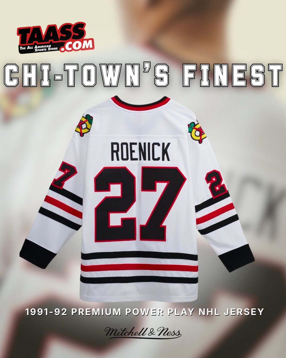 TAASScom's tweet image. CHI-Towns Finest😎🏒 Roenick Jersey - jetzt auf TAASS.com 

Mitchell &amp;amp; Ness NHL Herren Power Play Eishockey Trikot von Chicago Blackhawks Legende Jeremy Roenick # 27 aus der Saison 1991-92 🤩

🏒Getragen in der Saison 1991-92 steht es für die Phase, in der Jeremy…