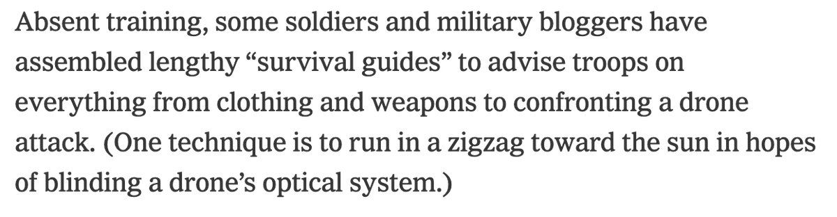 willystaley's tweet photo. One theory on evading death by drone: "run in a zigzag toward the sun" https://t.co/1mbCTdklAH https://t.co/L3RoJU4y1D