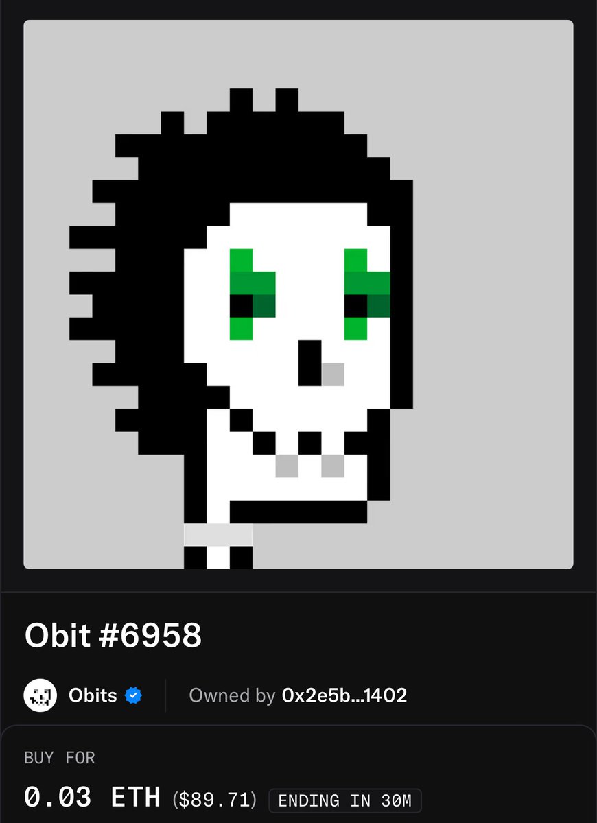 RegularReggo's tweet photo. it's #TraitTalk Tuesday
drop an @ObitsNFT in the thread and i will rate and critique it
this guy is on the floor at .03 and is one of the top picks of the 22 or so Obits below .1
a classic Wind Man - only about 110 black wind hairs and maybe 75 white wind
i love the Wind hair - looks great on Obits and was one of the first traits i was drawn to wen i first started collecting back in '21
the silver chain on male isn't the best but it all comes together pretty clean with the green clown eyes and a raw mouth.
i give this guy a 6.1