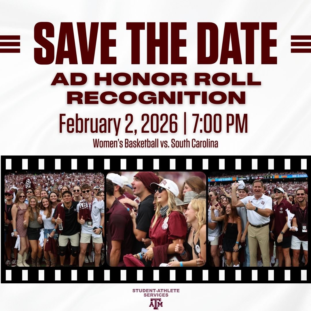 AggieAthletes's tweet image. Don’t miss out on recognizing and celebrating with our student-athletes that achieved a 3.0 GPA for Fall 2025! Whoop! 
Come out on Feb. 2nd! 👍

#CSAS | #ADHonorRoll