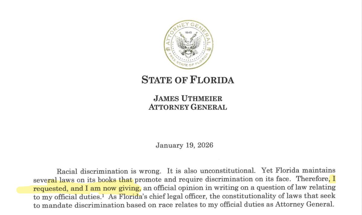 Florida's attorney general requested a legal opinion from himself: