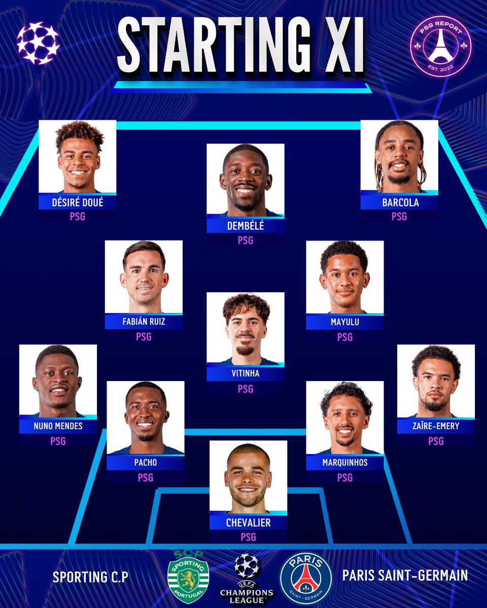 PSG 스포르팅전 선발 라인업 관련 이미지