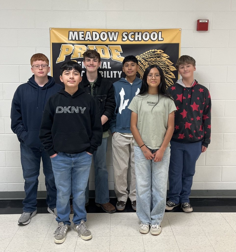 Meadow School would like to congratulate the following students on making all county band.   Front Row (left to right): Joan Chavez Gonzalez and Esmeralda Martinez; Second Row (left to right): Ben Lee, William Renuart (alternate), Dylan Sandoval (alternate), and Aaron Stuart.
