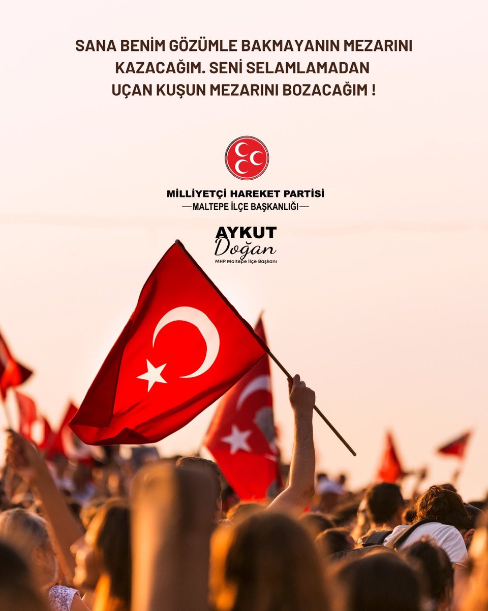 SANA BENİM GÖZÜMLE BAKMAYANIN MEZARINI KAZACAĞIM.SENİ SELAMLAMADAN UÇAN KUŞUN MEZARINI BOZACAĞIM !
<a href="/aykutdogan91/">Aykut DOĞAN</a>