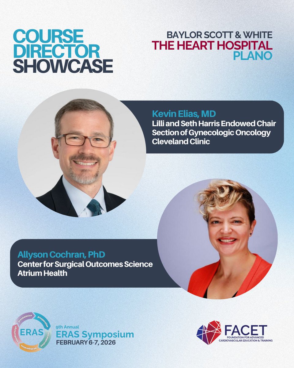 TheFACET_'s tweet photo. The upcoming ERAS Symposium (February 6th and 7th) brings you some of the best and most credible experts in the field to lead the program forward.
.
Register at https://t.co/GZAo3cWxEF
.
#FACET #ERASUSA #ERASSymposium https://t.co/Pp0zlDNefF