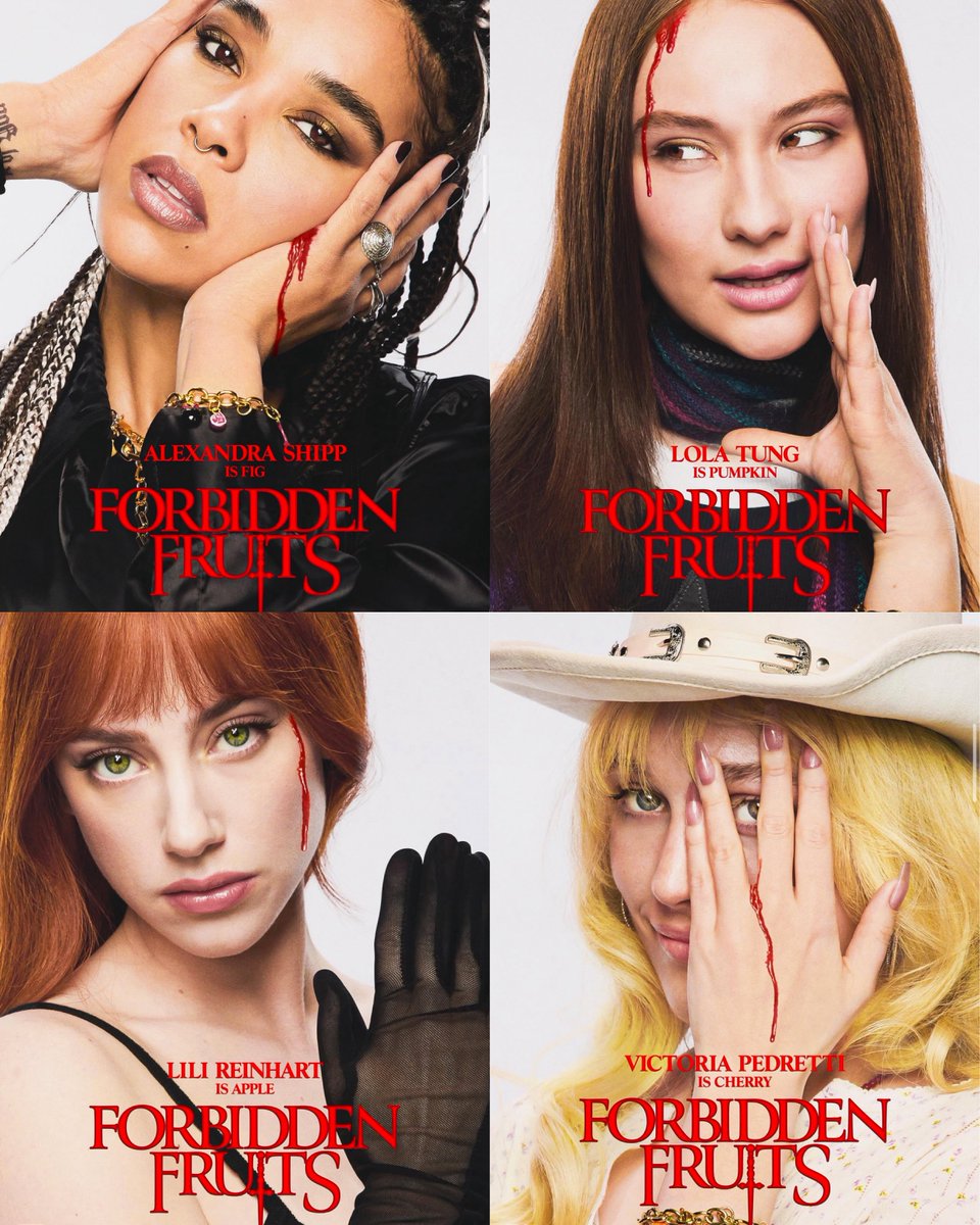 SeriesBrasil's tweet image. ELAS VÃO EMOCIONAR! Alexandra Shipp, Lola Tung, Lili Reinhart e Victoria Pedretti nos pôsteres de Forbidden Fruits, novo filme de bruxas.