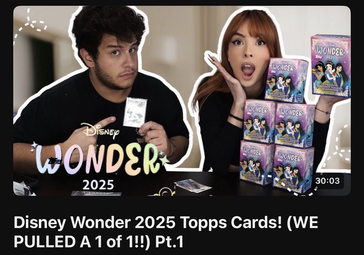 danielaangueira's tweet photo. Disney Wonder 2025 Topps Cards! (WE PULLED A 1 of 1!!) Pt.1 https://t.co/t8aJI44fI6 via @YouTube https://t.co/GWGlWt75hT