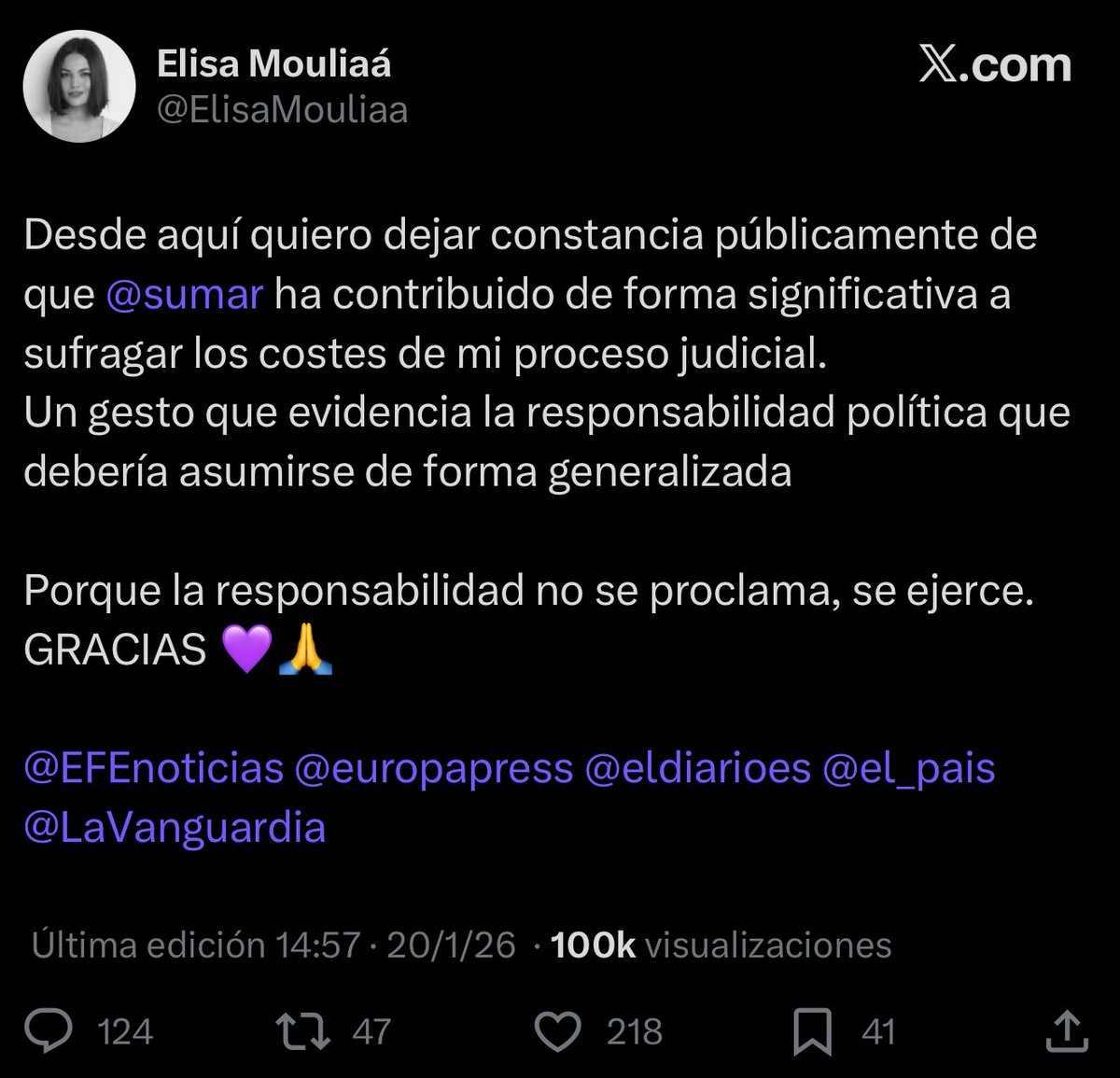 SrLiberal's tweet image. La actriz Elisa Mouliaá revela que los podemitas de SUMAR la financiaron para denunciar a su propio portavoz Íñigo Errejón. 

Por lo que sea ha borrado el tweet.