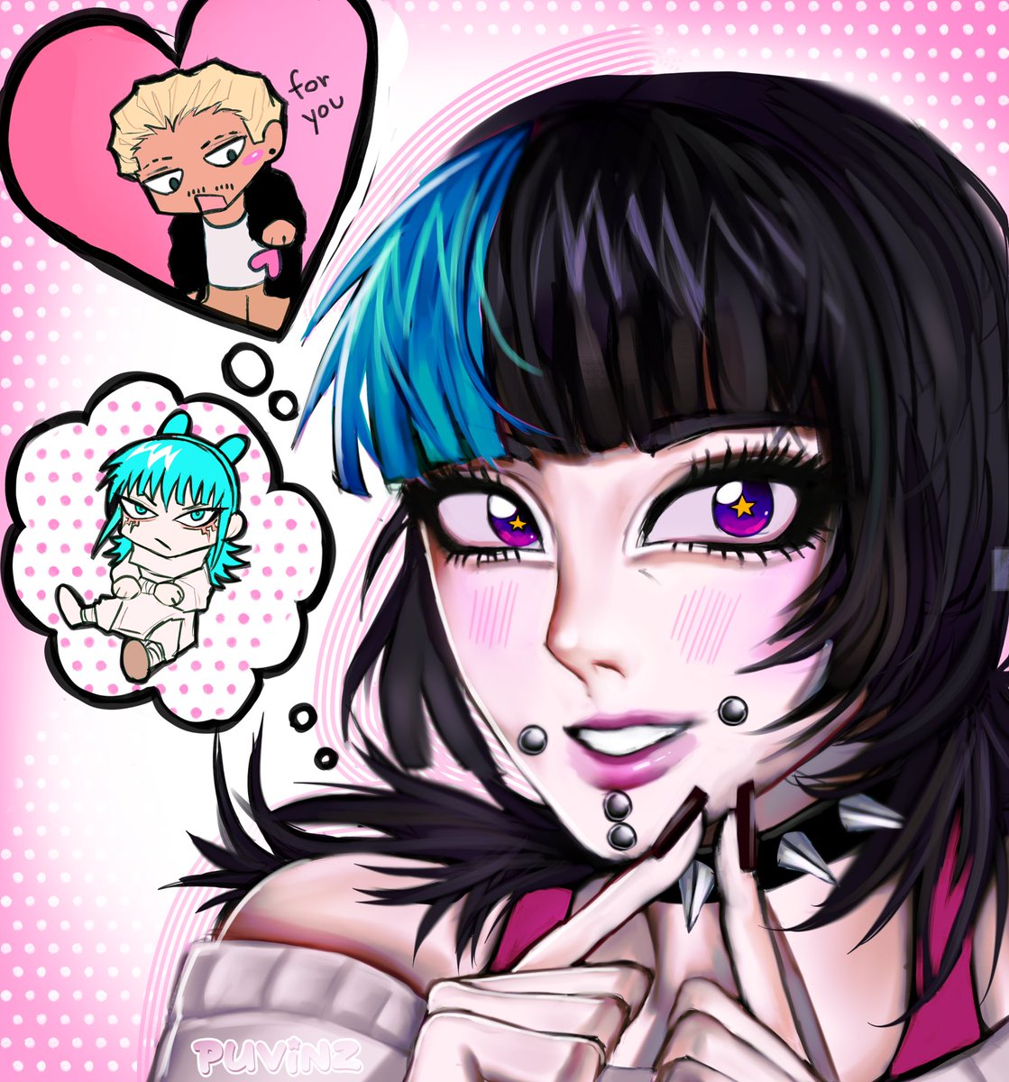 puvinz's tweet image. old kirara drawing except i changed it into her official color palette 

#kirarahoshi #jjk #hakakira