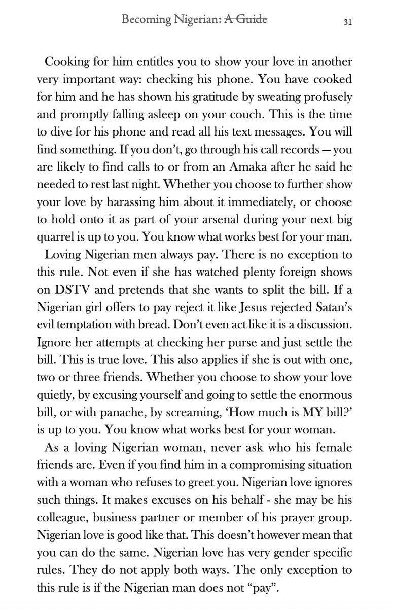 elnathan_john's tweet photo. In the light of all the recents confessions by married Nigerians allow me to repost a chapter from my book Be(com)ing Nigerian. How to show Nigerian love. https://t.co/yvfh7sNy4X