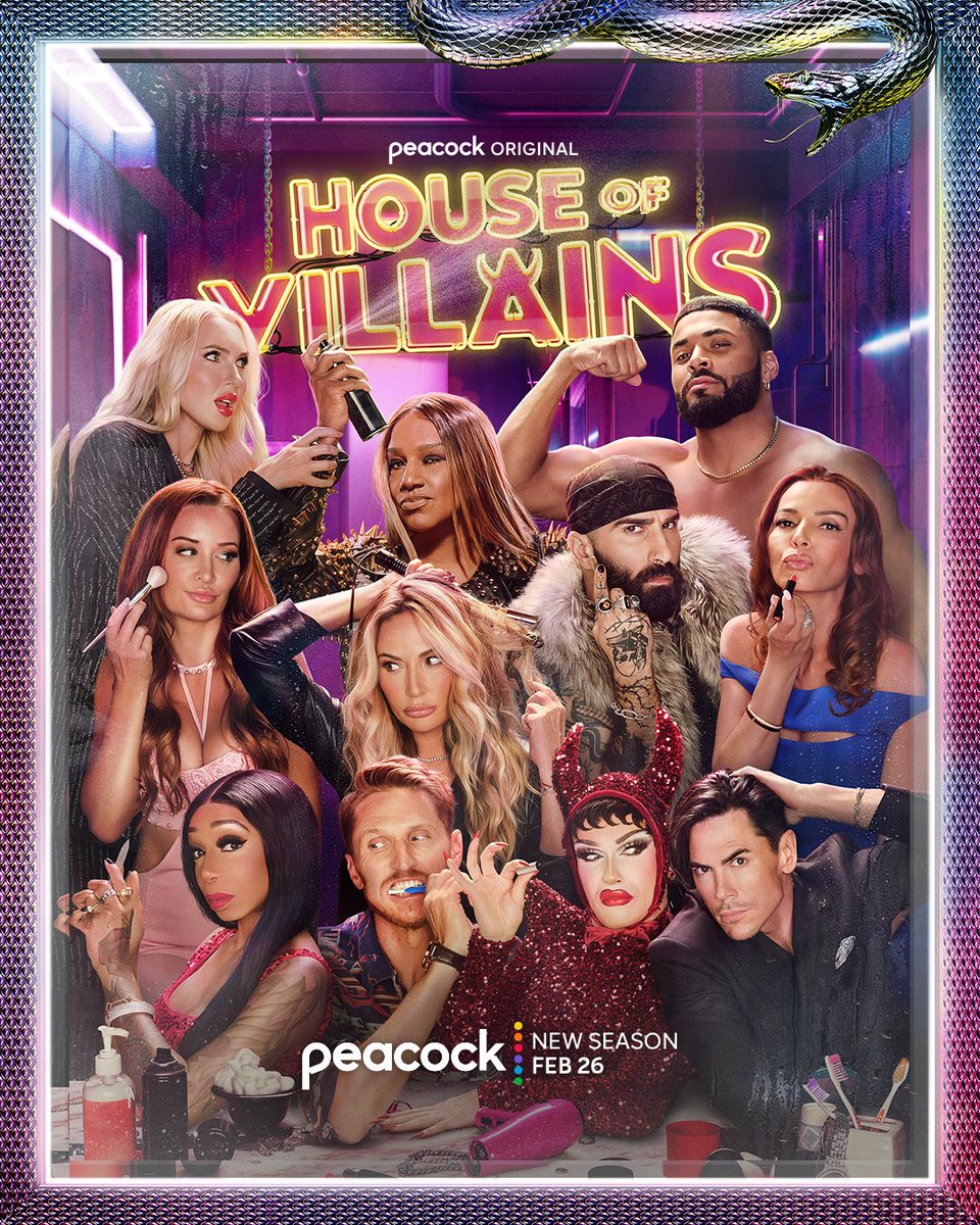 peacock's tweet photo. A new season of #HouseOfVillains arrives February 26 on Peacock. https://t.co/orm9bDqltA