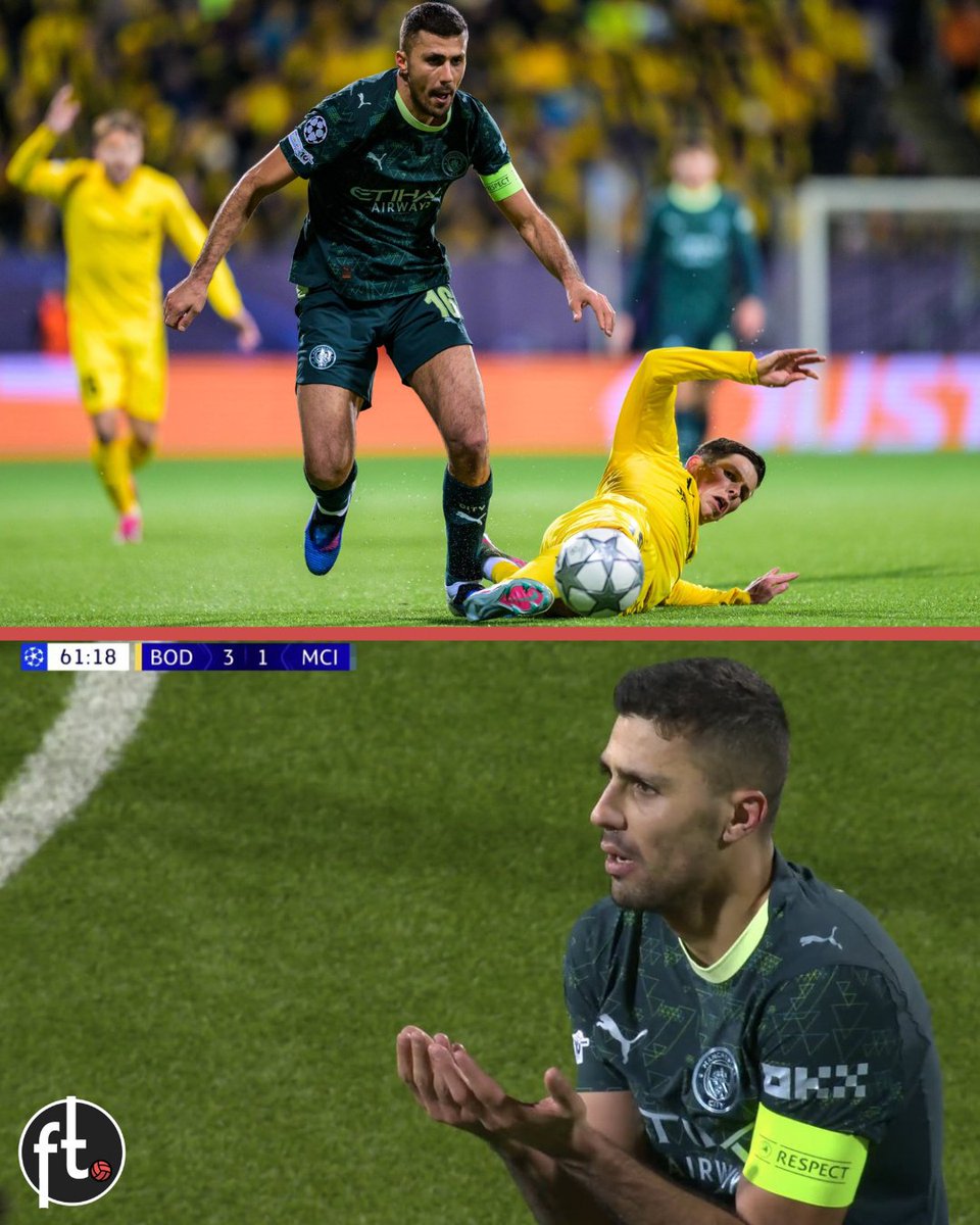 Footballtweet's tweet image. 🚨 Manchester City won 8 straight games before Rodri’s return from injury.

Since he came back, they’ve drawn three in a row, lost to Manchester United, and are now losing to Bodø/Glimt after he was sent off for the first time in the Champions League.

Their only win in that…