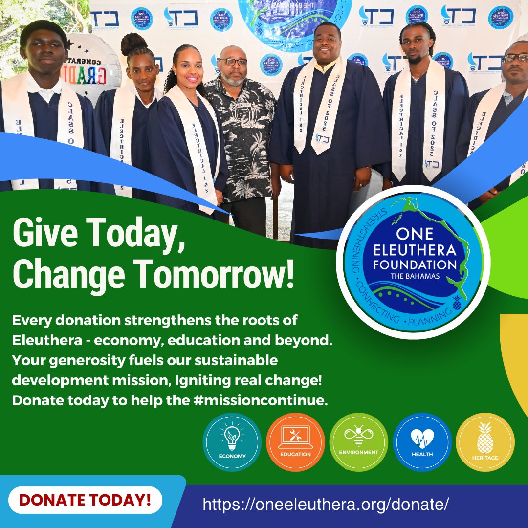 🌞Every gift helps move Eleuthera forward and keeps meaningful progress going strong. Let’s continue building a future we can all be proud of—together! 🤝💙
👉 Donate today: oneeleuthera.org/donate/ 
#EleutheraStrong #IslandLove #OneEleutheraFoundation