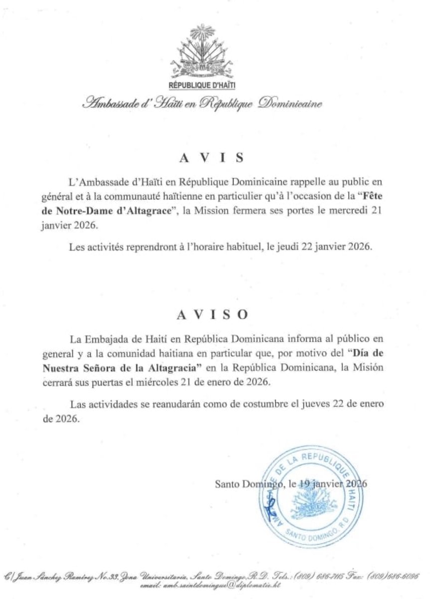 Ambassade d'Haïti en République Dominicaine tweet media