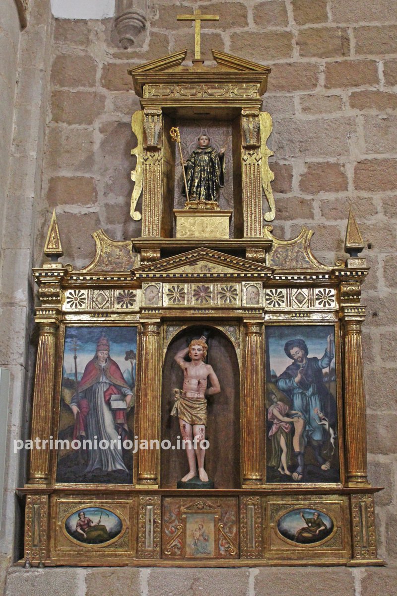 20 de enero, San Sebastián. 
Una de las tantas localidades riojanas que festeja y honra a este patrón es Medrano.
En imagen, talla y retablo de San Sebastián en la Iglesia Parroquial de La Natividad.