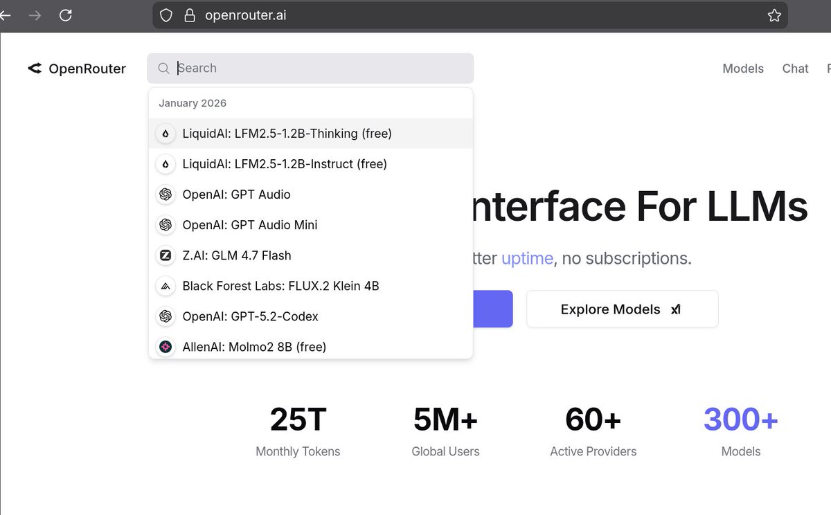 OpenRouter model dropdown