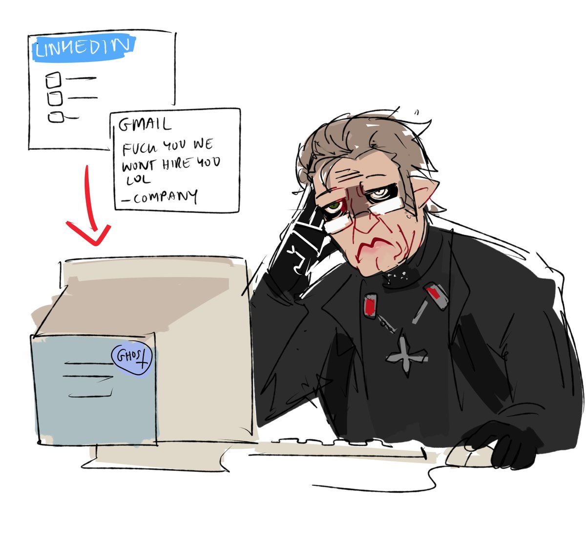 Draw your favourite character with your problems or something
#ghosttwt