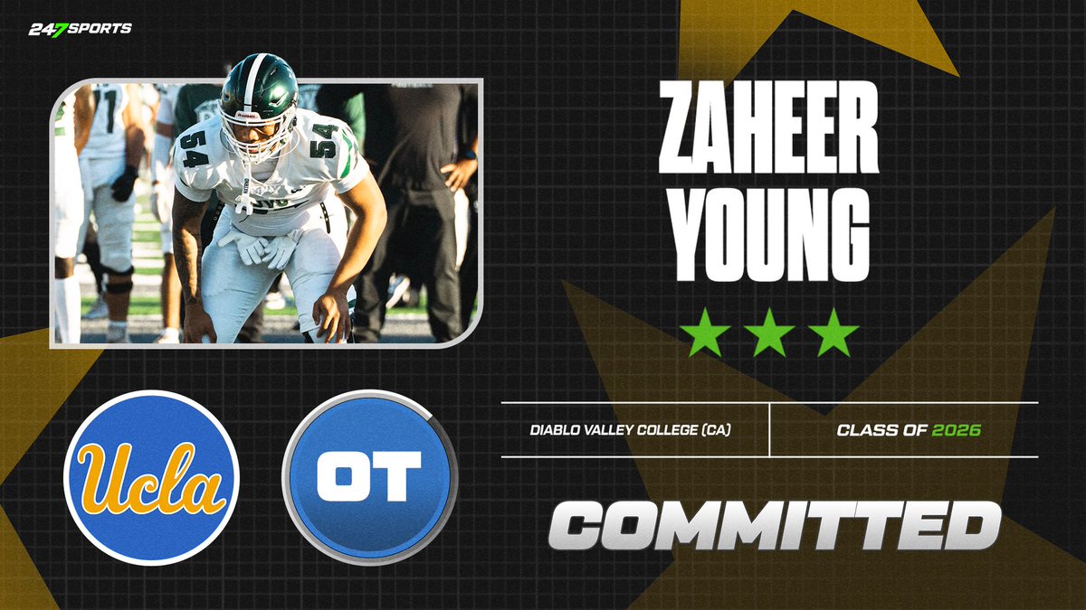 Diablo Valley College (Calif.) offensive tackle Zaheer Young just announced his commitment to UCLA and he talks about the ride that took him from lightly-recruited prep defensive lineman to Big Ten bound offensive tackle 247sports.com/college/ucla/a…