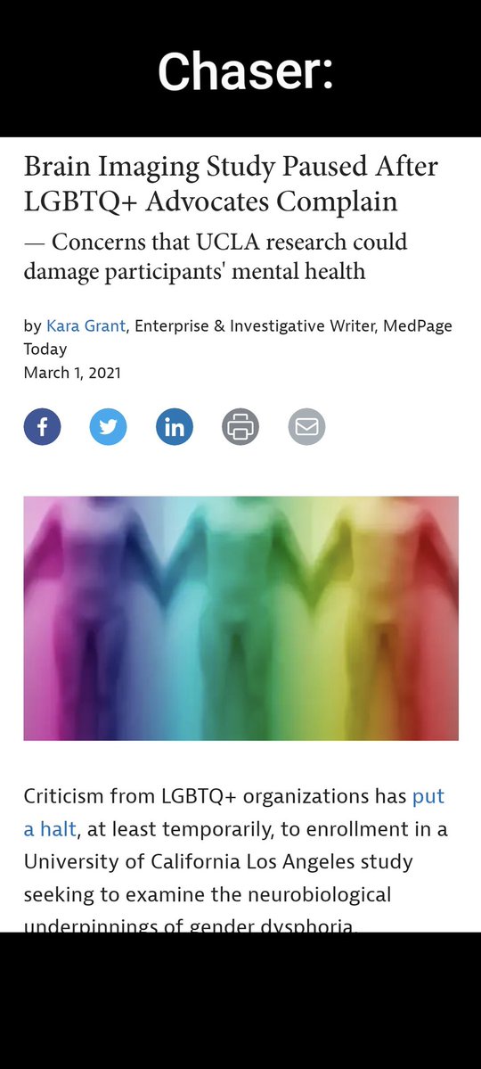 Rob_ThaBuilder's tweet image. My favorite part about the "we have girl brains" trans argument is that they vehemently oppose this research. 

When UCLA researchers discovered that there may be brain scans to diagnose ACTUAL gender dysphoria, the trans community lost their shit. At the time it was hailed as a…