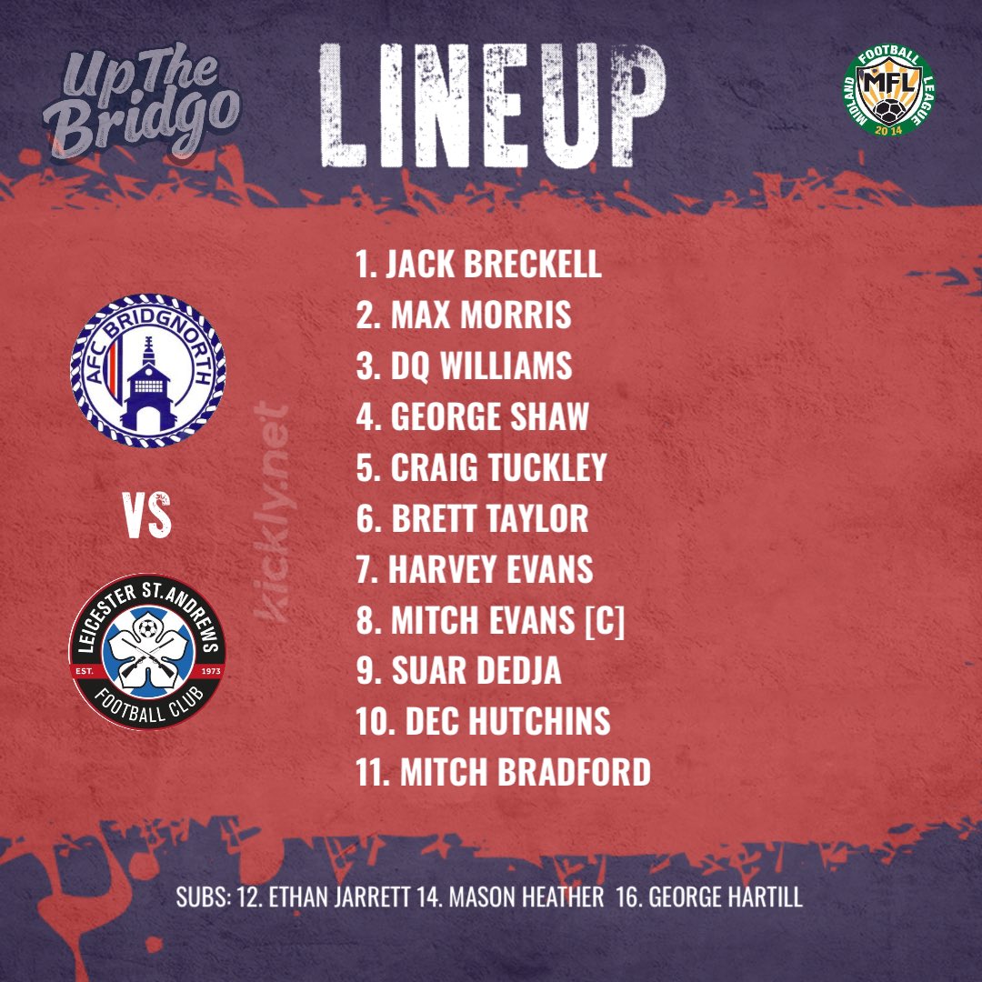 Tonight’s team news 

<a href="/Standrewsbar/">Leicester St Andrews FC</a> | <a href="/MidlandLeague/">Capelli Sport Midland Football League</a>