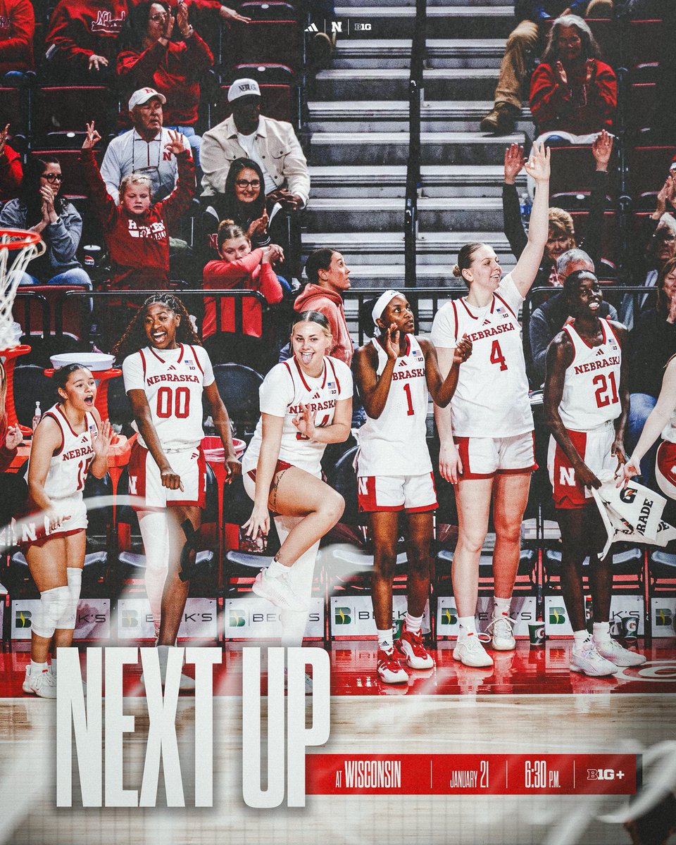 HuskerWBB's tweet image. Next up ➡️ off to Madison