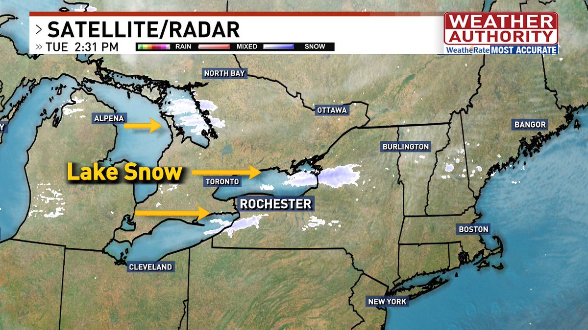 Selena13Ramos's tweet photo. Taking a look at satellite and radar, we have a few lake effect snow bands! Weather is LOCAL, and if you are not near or in the bands, you are seeing sunny skies. The sun isn't doing much to the temperatures tho :( #coldair #winterair #dryair https://t.co/aOCpXk7545